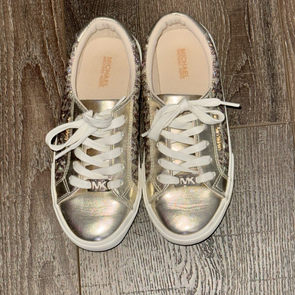 Michael Kors Kids gold sparkly Sneakers like new! Size 2